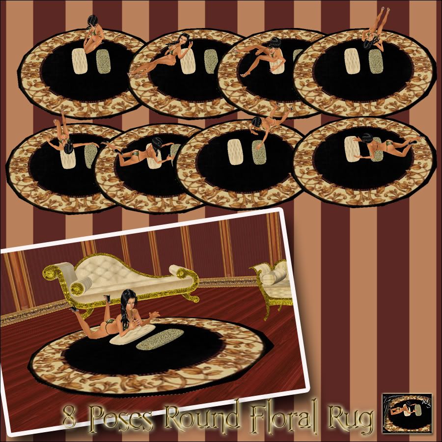 8 Poses Round Floral Rug