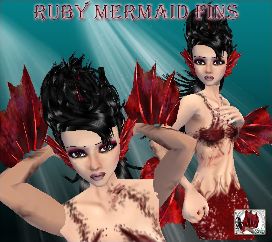 left red mermaid fin