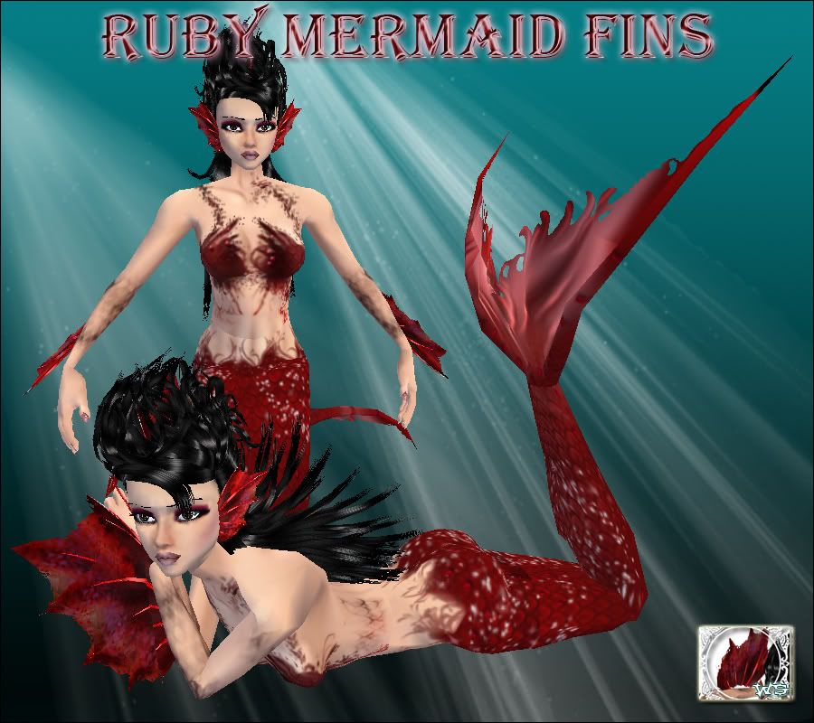 red left mermaid fin