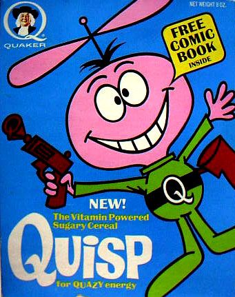 A box of Quisp, showing Quisp, a propellor-headed alien.
