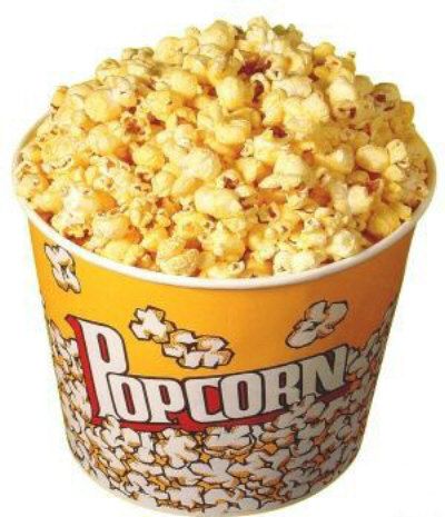 Popcorn in a tub.