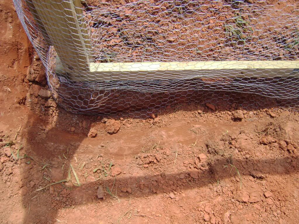 Chicken wire on fence goes do 1 foot into ground