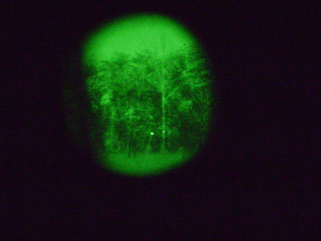 Red laser left, green laser right through NVG