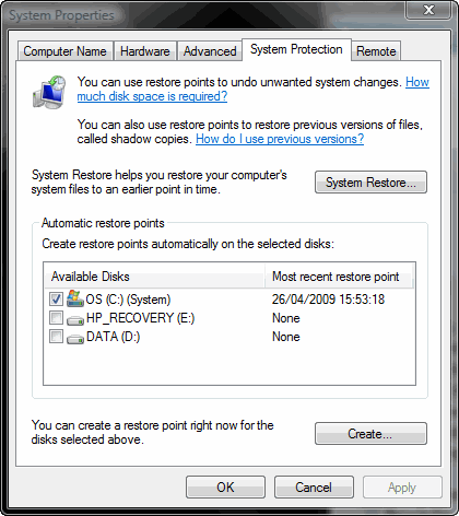 How to Disable System Restore in Windows 7 or Vista