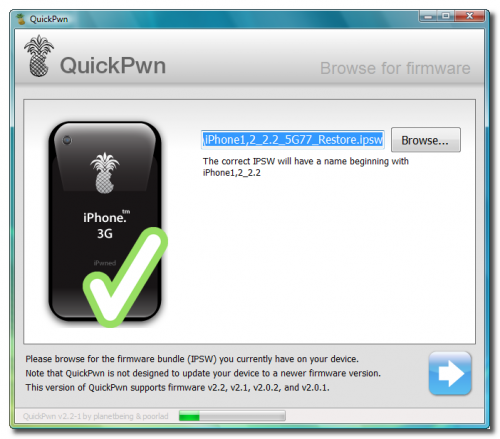 Jailbreak 2.2.1 iPhone 3G Using QuickPwn For Windows
