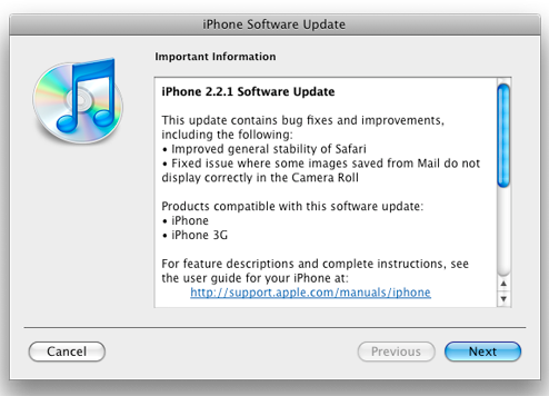 iPhone firmware update 2.2.1 Available Now, Fixes Bugs iPhone firmware update 2.2.1 Available Now, Fixes Bugs