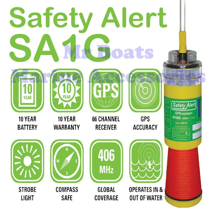 EPIRB SAFETY ALERT SA1G BUILTIN GPS 10 YEAR BATTERY & WARRANTY 406 MHz BEACON eBay