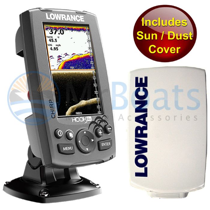 LOWRANCE HOOK 4X FISHFINDER + SUN COVER Hybrid Transducer Fish Finder