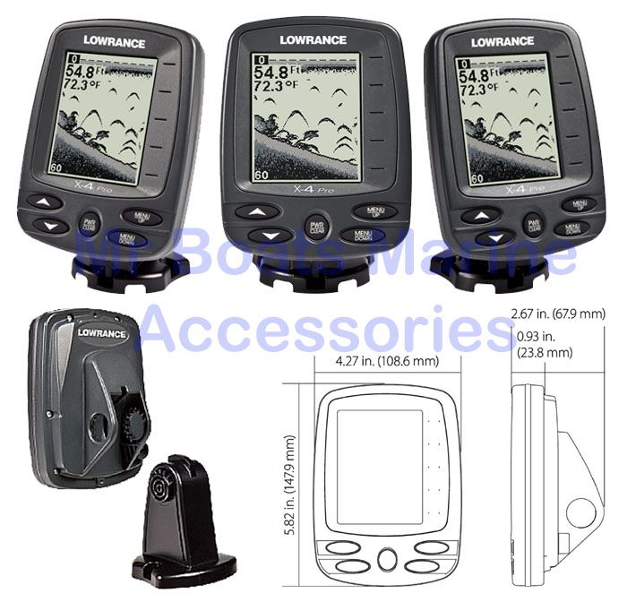 LOWRANCE X4 PRO FISHFINDER Dual Beam Transducer Includes TEMPERATURE