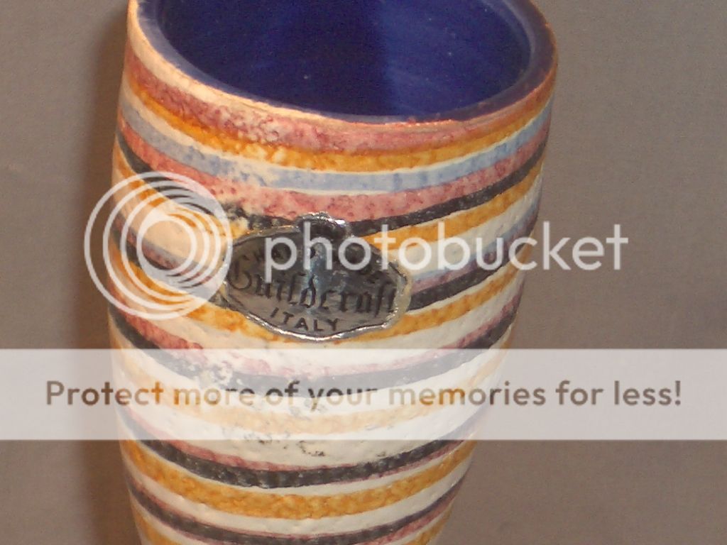 Retro Funky Guildcraft Italian Pottery Striped Vase 60s