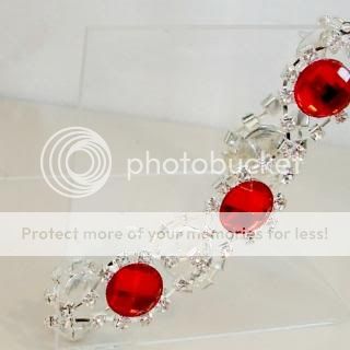 Handmade link bracelet tomato red sets rhinestone surround glitter 