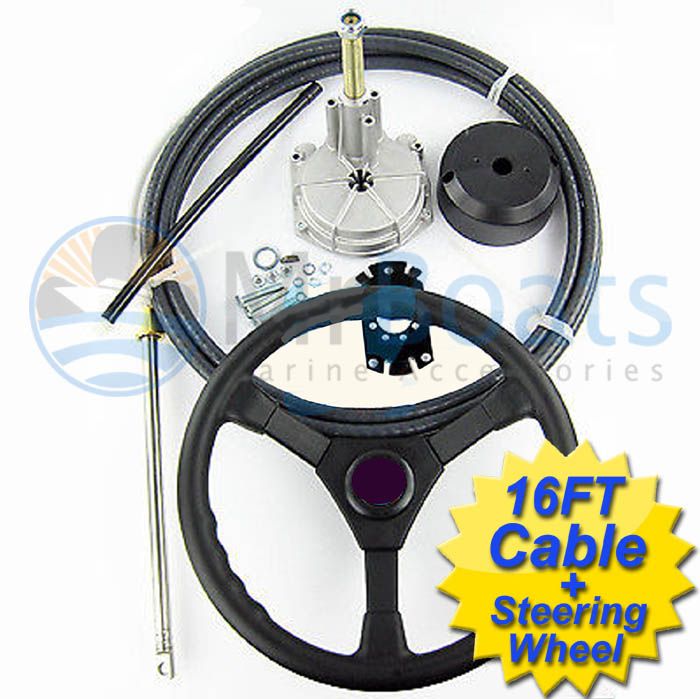 BOAT STEERING KIT 16FT / 4.87m Cable Helm Wheel Teleflex Multiflex ...