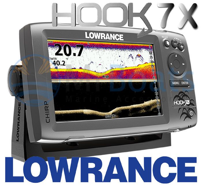Lowrance HOOK 7x Fishfinder with 83/200/455/800 Transom Mount ...